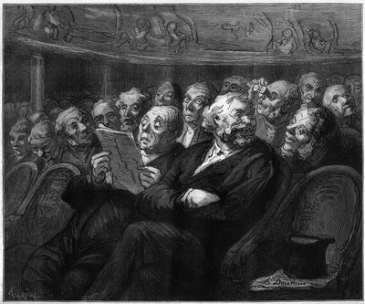 Sillas de orquesta. Caricatura de Honoré Daumier (1808-1879). Grabado en "Le Monde Illustré" n°1101 del 4 de mayo de French School
