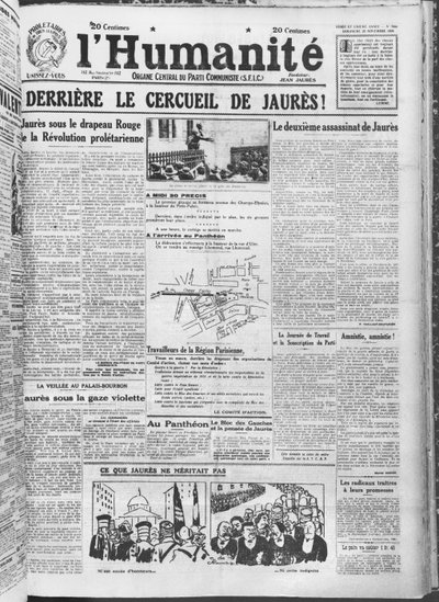 Organización del traslado de Jean Jaurès al Panteón, París, de L