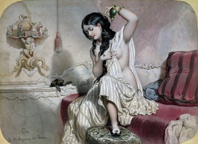 Mujer Oriental en su Tocador, mediados del siglo XIX de French School