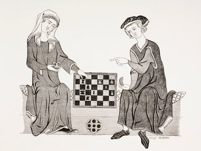 Otón IV, Marqués de Brandeburgo, jugando ajedrez con su esposa Hedwige de Habsburgo de French School