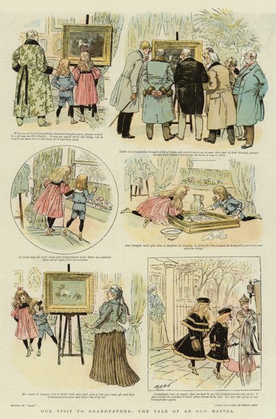 Nuestra visita al abuelo, el cuento de un viejo maestro (litografía en color) de French School