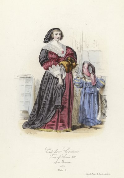 Traje exterior de la época de Luis XIII de Francia de French School