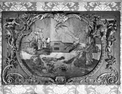 Panel sobrepuerta con tema chino, c.1730 (madera policromada y dorada) de French School