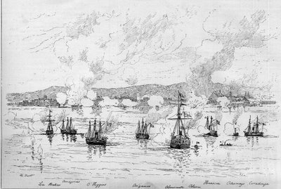 Guerra del Pacífico (1879-1884) entre Perú y Bolivia y Chile - 22 de abril de French School