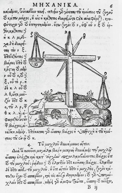 Página de Mhxanika, reproducción de manuscrito griego de Aristóteles, publicado en París de French School