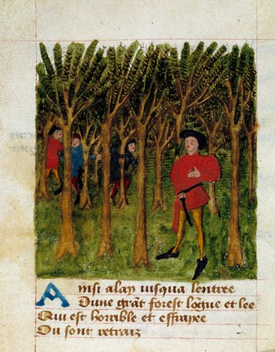 Página del "Passe temps Michault" del poeta francés Michault le Caron dit Taillevent (1390/1395-1448/1458) siglo XV Chantilly, Musee Conde de French School