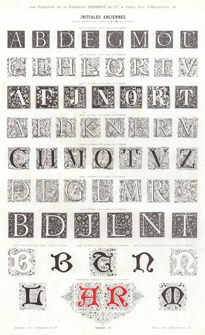 Página de Vignettes Typographiques (grabado) de French School