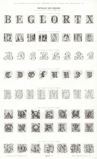 Página de Vignettes Typographiques (grabado) de French School