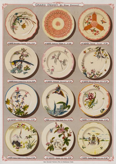 Página del catálogo del Gran Depósito de Porcelanas, Faiences y Cristalerías de French School