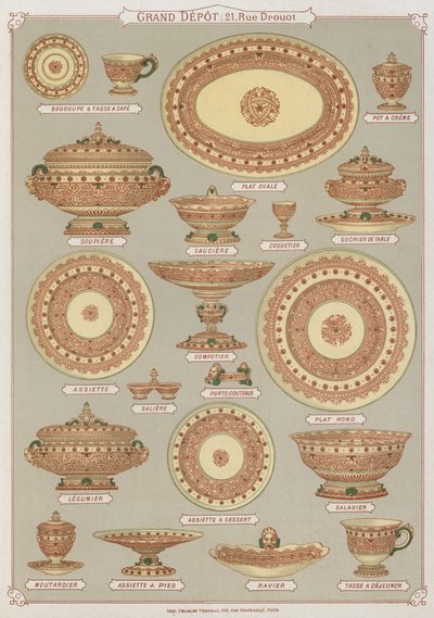 Página del catálogo del Gran Depósito de Porcelanas, Faiences y Cristalerías de French School