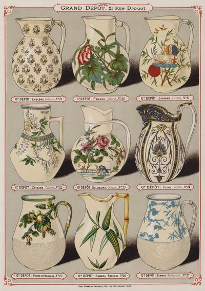 Página del catálogo del Gran Depósito de Porcelanas, Faiences y Cristalerías de French School