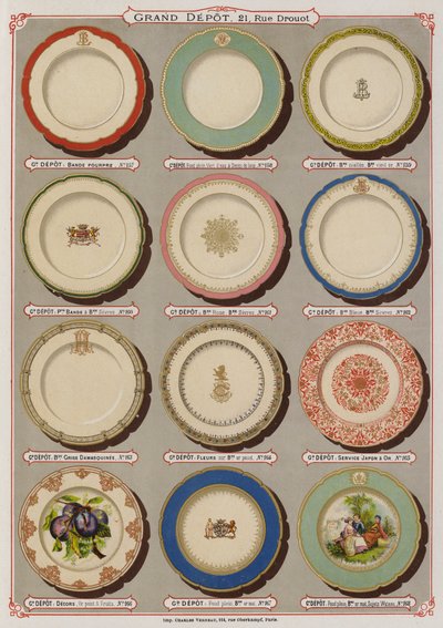 Página del catálogo del Gran Depósito de Porcelanas, Faiences y Cristalería de French School