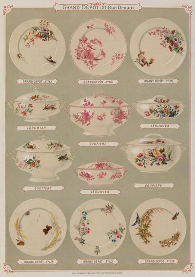 Página del catálogo del Grand Depot de Porcelaines, Faiences et Verreries de French School