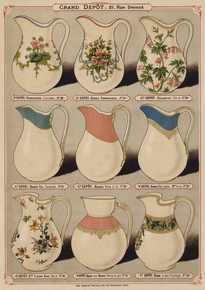 Página del catálogo del Grand Depot de Porcelaines, Faiences et Verreries de French School
