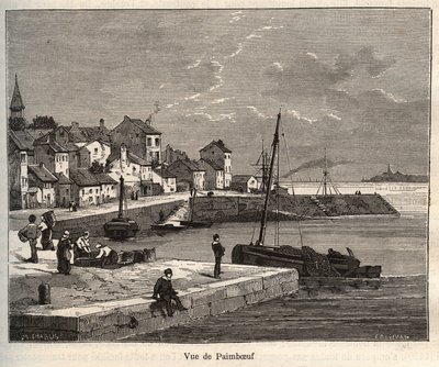 Paimboeuf - Loira-Atlántico, en la región País del Loira - grabado en “La France illustrée: géographie, histoire, administration statistique” por V.-A. Malt-Brown. 1884 de French School