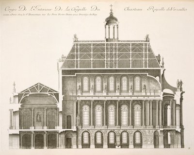 Palais du Louvre: la Capilla Real, sección, c.1720s de French School
