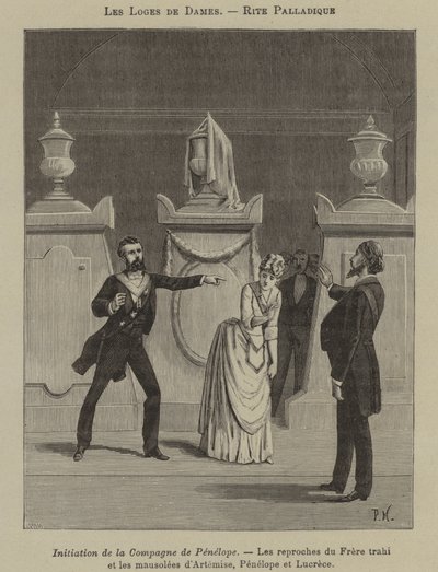 Ritual palladiano en una logia femenina (grabado) de French School