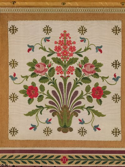 Panel de seda con un ramo de flores de Pernon, Lyon (seda) de French School