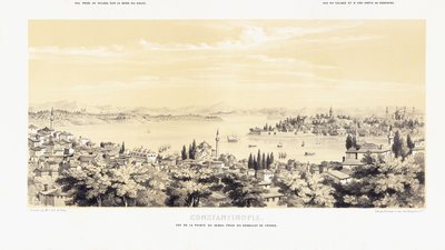 Panorama de Constantinopla, con dos vistas de Buyukdere de French School