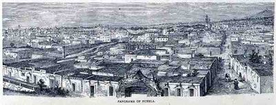 Panorama de Puebla, México central, de Las ciudades antiguas del Nuevo Mundo, por Claude-Joseph-Desire Charnay, pub. 1887 de French School