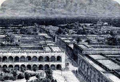 Vista panorámica de Mérida, de Las ciudades antiguas del Nuevo Mundo, por Claude-Joseph-Desire Charnay, pub. 1887 de French School