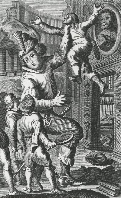 Pantagruel agarrando a Limousin por la garganta, ilustración de 
