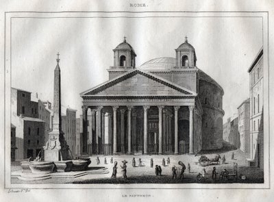 Panteón - Roma - Roma - Grabado de "Italy Picturesque" - Pintura histórica y descriptiva de Italia por M. de Norvins, Ch. Nodier 1834-1836. de French School