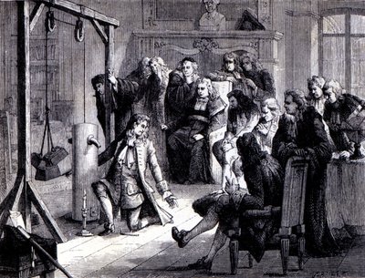 Papin (1647 - 1714) experimenta con su máquina de pólvora ante los profesores de la Universidad de Marburgo - en “Álbum de la Ciencia; científicos ilustres; Grandes descubrimientos” 1896 de French School