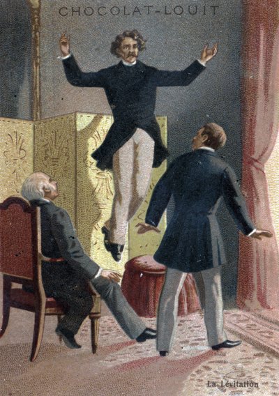 Fenómeno Paranormal: La levitación del médium y vidente escocés Daniel Dunglas Home (1833-1886) elevándose en el aire bajo la mirada de testigos estupefactos, en un apartamento de Londres - (Daniel Dunglas Home, el famoso médium de origen escocés del siglo de French School