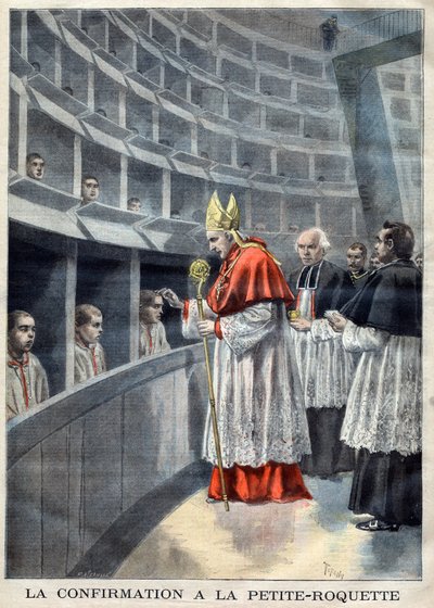 París - Prisión de la Petite Roquette (prisión para mujeres y adolescentes) - La confirmación en la Petite-Roquette - Mrg Richard, arzobispo de París ilustración de Meaulle, Fortune Louis (1844-1901) en 