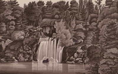 París: cascada Bois de Boulogne (lito) de French School