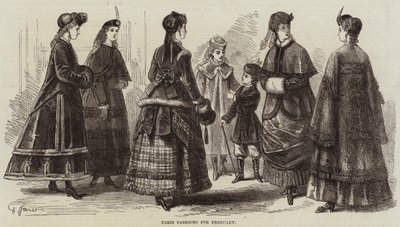 Moda de París para febrero (grabado) de French School