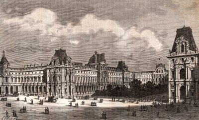 París Le Louvre - grabado en “La France illustrée: géographie, histoire, administración statistique” por V.A. Malt-Brown. 1884 de French School