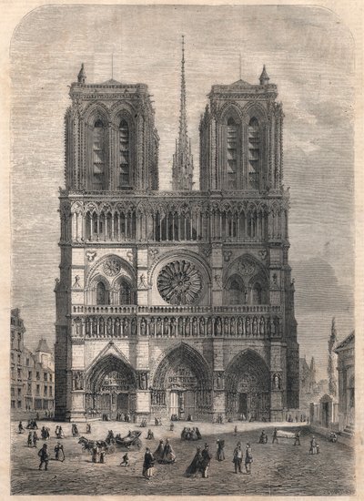 París: Notre Dame. Plano según Eugene Viollet le Duc, quien restauró la catedral a mediados del siglo XIX. de French School