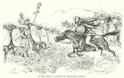 Caballería parta atacando a legionarios romanos de French School