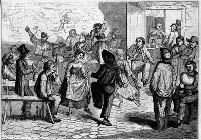 Fiesta en París: un baile de aguadores y carboneros, en la Barrière de la Villette de French School