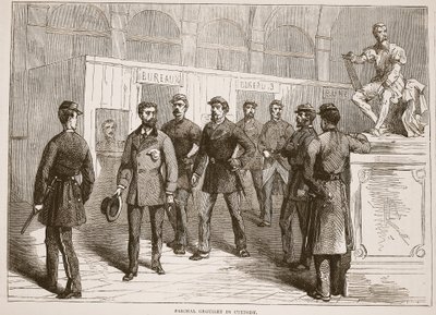 Paschal Grousset bajo custodia, ilustración de la Historia de la Guerra entre Francia y Alemania, 1870-1871 de French School