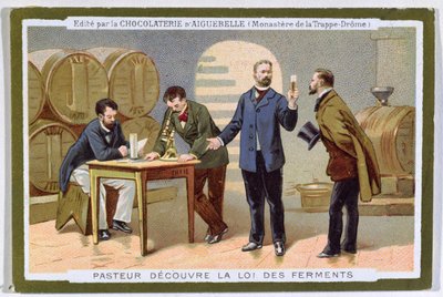 Pasteur descubriendo la fermentación, tarjeta publicitaria para la Chocolaterie d