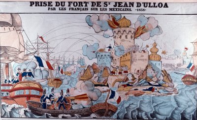 Guerra de los Pasteles: invasión de México por las fuerzas francesas el 27 de noviembre de 1838, Batalla de Veracruz (impresión de Epinal) de French School