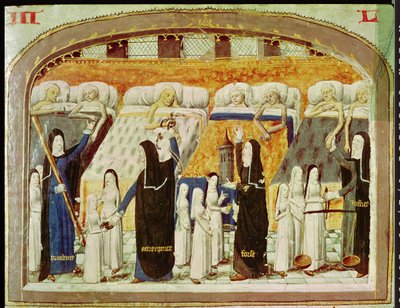 Pacientes y monjas en el Hospital de Hôtel-Dieu en París, de Le Livre de Vie Active de l