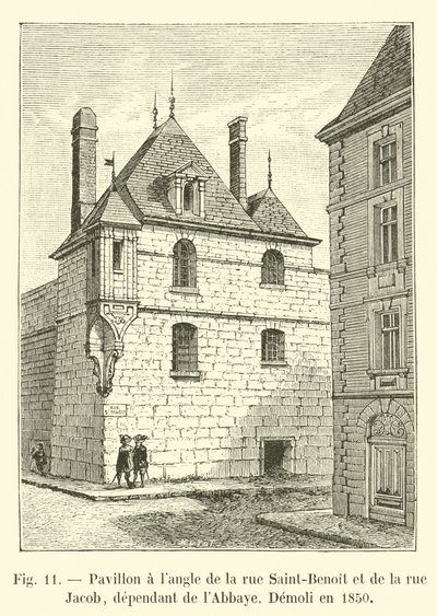 Pabellón en la esquina de la calle Saint-Benoit y de la calle Jacob, dependiente de la Abadía, Demolido en 1850 de French School