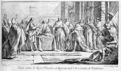 Paz entre Raimundo VII y San Luis 1229 en "Histoire générale de Languedoc" de Joseph Vaissete, París de French School