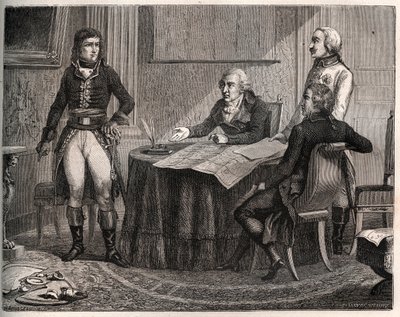 Paz de Campoformio entre Austria y Francia: Negociaciones entre el Conde Cobenzl y Napoleón Bonaparte de French School