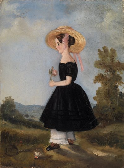 Campesina con sombrero en un paisaje, 1840 de French School