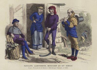 Campesinos, trabajador y músico, siglo XV de French School
