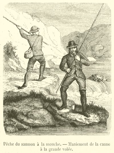 Pesca del salmón a la mosca, Manejo de la caña a gran vuelo de French School