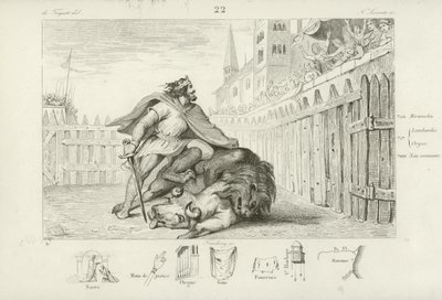 Pepino el Breve mata a un león y un toro de French School