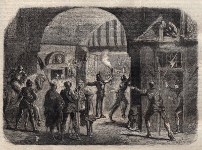 Perrinet Leclerc abriendo de noche la puerta de Buci, en París, a los borgoñones, 29 de mayo de French School