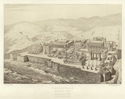 Persépolis, Vista general, Vista de pájaro, restaurado por Ch Chipiez de French School