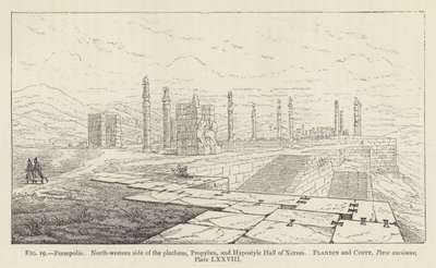 Persépolis, Lado noroeste de la plataforma, Propileos y Salón Hipóstilo de Jerjes de French School